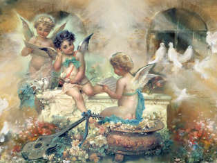 Ангелы в райском саду 120х70