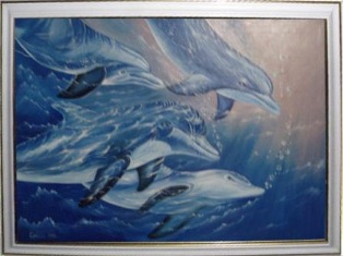 Дельфины размер 70х50 цена 45000 рублей