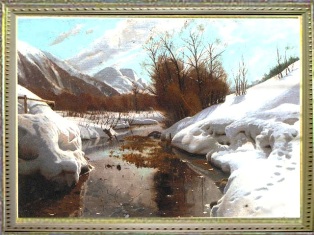 Зимний пейзаж. Оттепель размер 60х45 цена 25000 рублей
